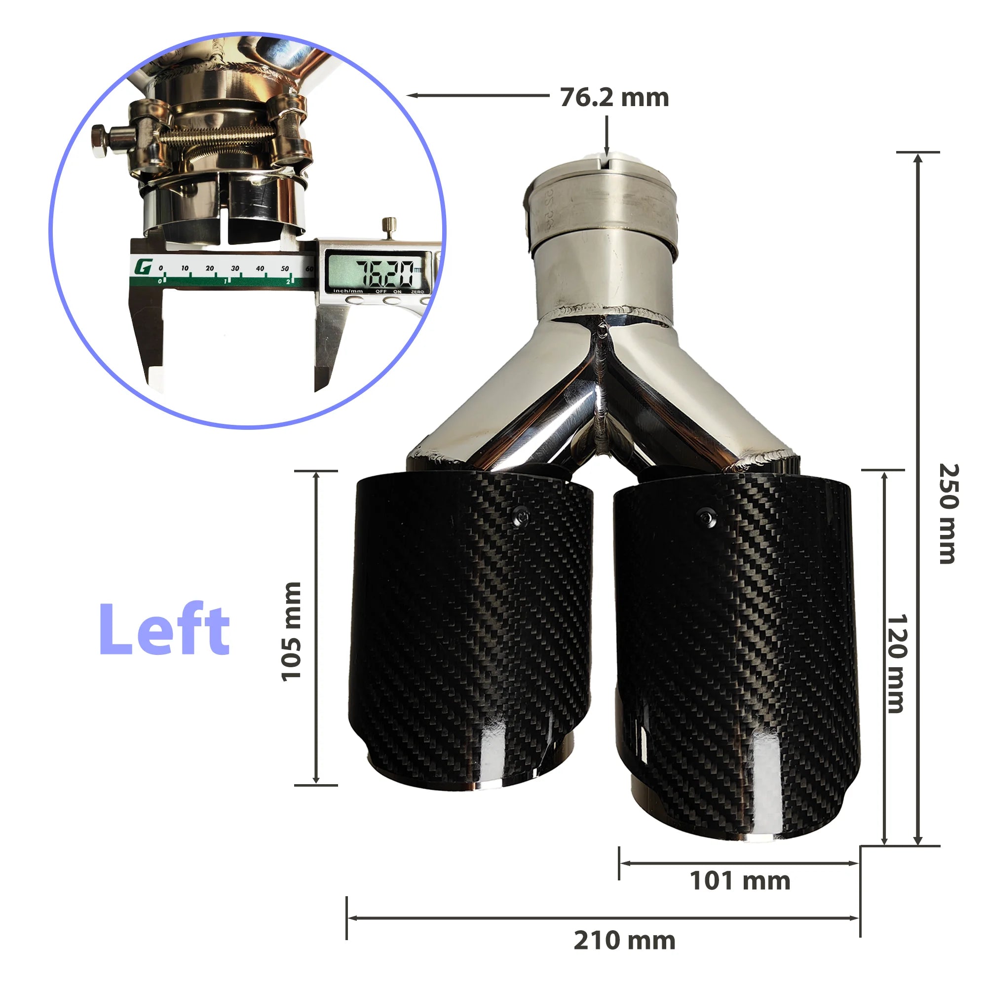 1 Pcs Universal Car Carbon Fibre Tail Throat Silencer Length Burnishing Y-Shaped Double Out Twill Glossy Exhaust Muffler Tip