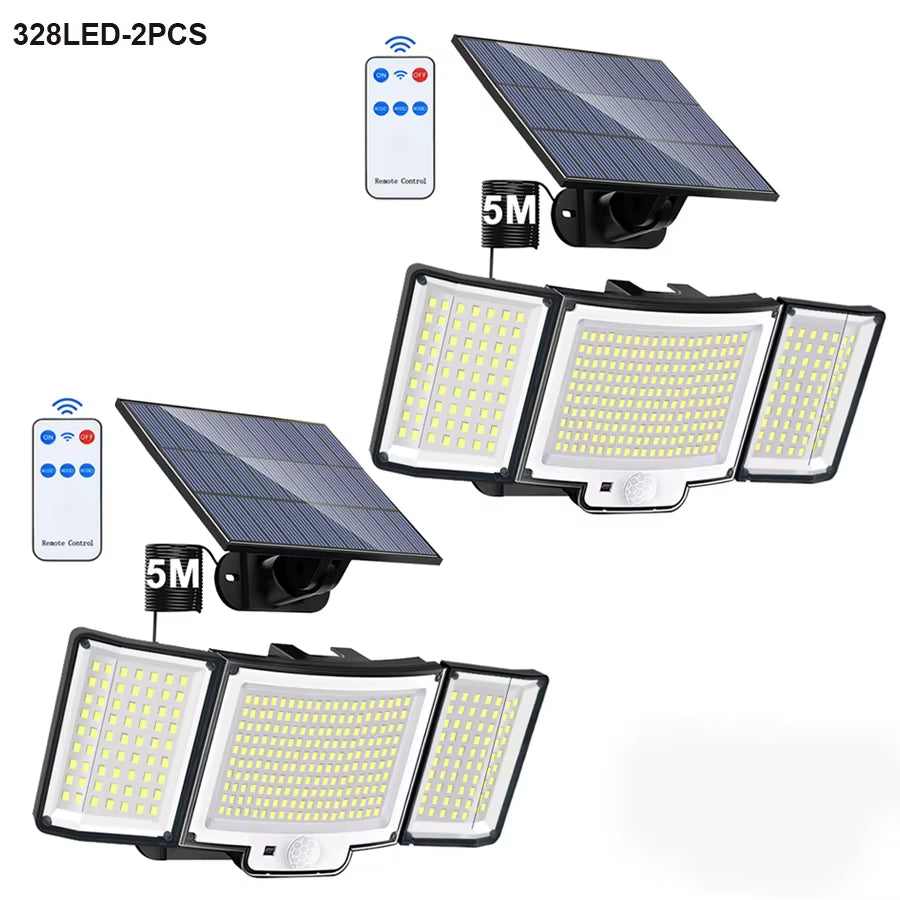Solar Flood Lights Outdoor 106/318 LED Solar Motion Lights Remote Solar Security Lights Wall Lights Waterproof 3 Modes Garden