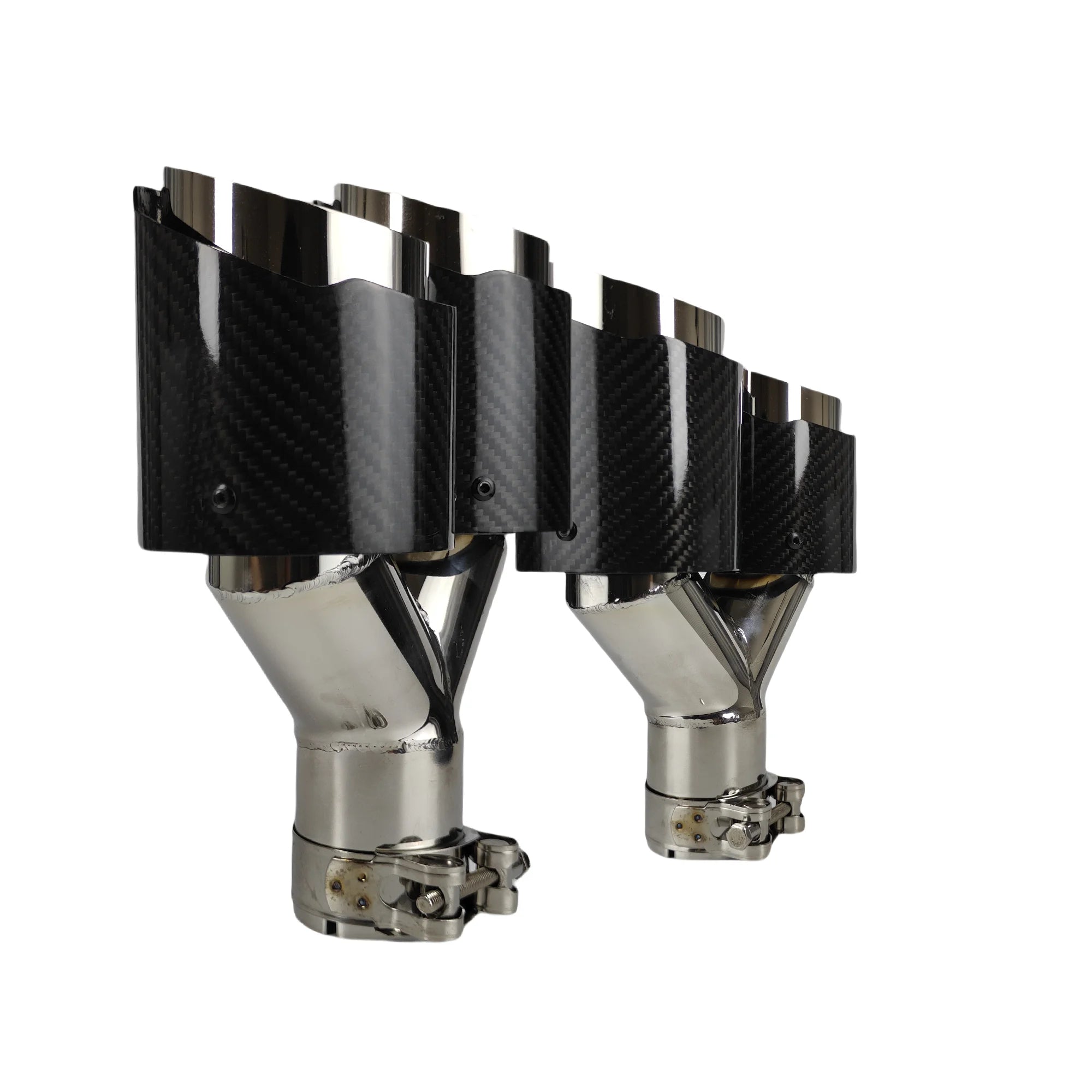 1 Pcs Universal Car Carbon Fibre Tail Throat Silencer Length Burnishing Y-Shaped Double Out Twill Glossy Exhaust Muffler Tip