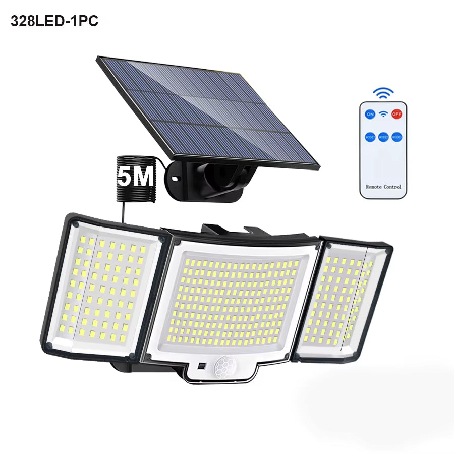 Solar Flood Lights Outdoor 106/318 LED Solar Motion Lights Remote Solar Security Lights Wall Lights Waterproof 3 Modes Garden