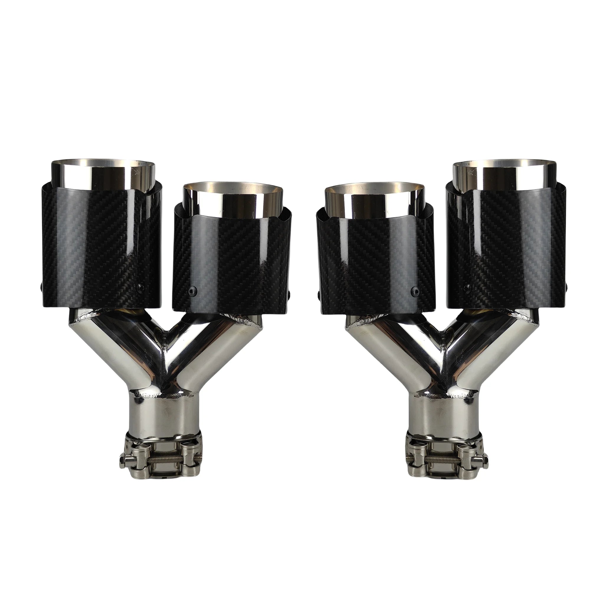 1 Pcs Universal Car Carbon Fibre Tail Throat Silencer Length Burnishing Y-Shaped Double Out Twill Glossy Exhaust Muffler Tip