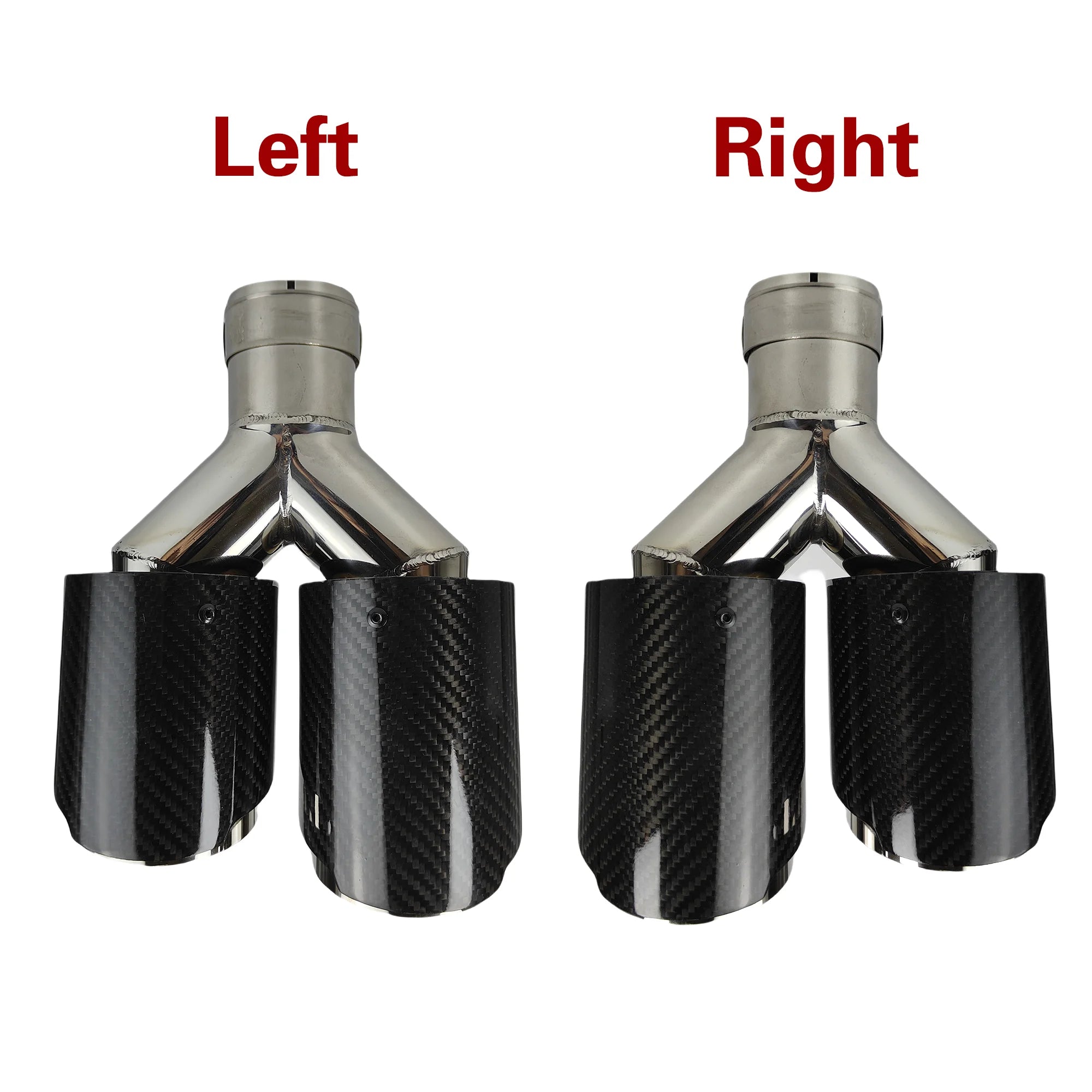1 Pcs Universal Car Carbon Fibre Tail Throat Silencer Length Burnishing Y-Shaped Double Out Twill Glossy Exhaust Muffler Tip
