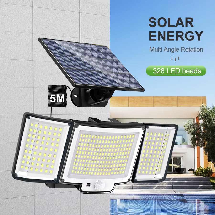 Solar Flood Lights Outdoor 106/318 LED Solar Motion Lights Remote Solar Security Lights Wall Lights Waterproof 3 Modes Garden